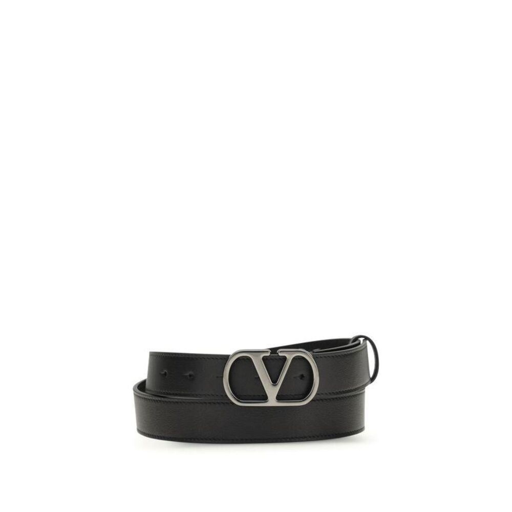 Valentino Garavani Calf Leather Regular Belt Men Black Belts